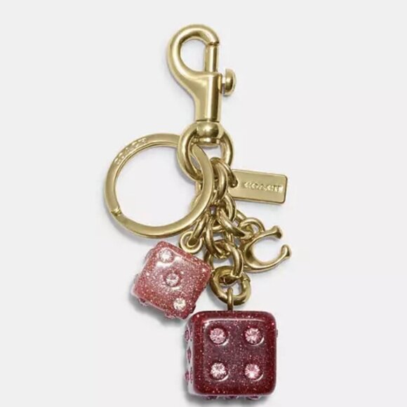 NEW Coach Glitter Resin Dice Cluster Bag Charm Keychain Gold / Pink Multi CH831 - Picture 1 of 11